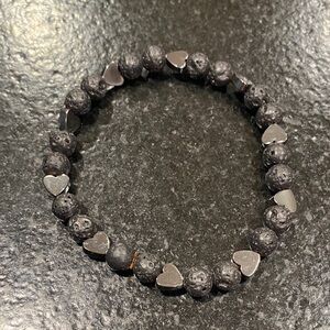 Lava stone & hematite Heart Bracelet
